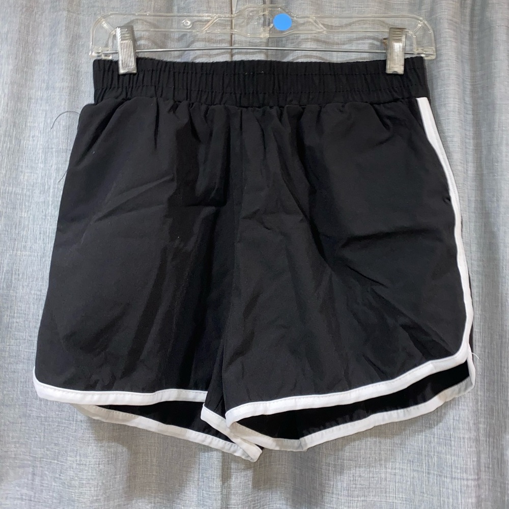 Black White Lined Shorts